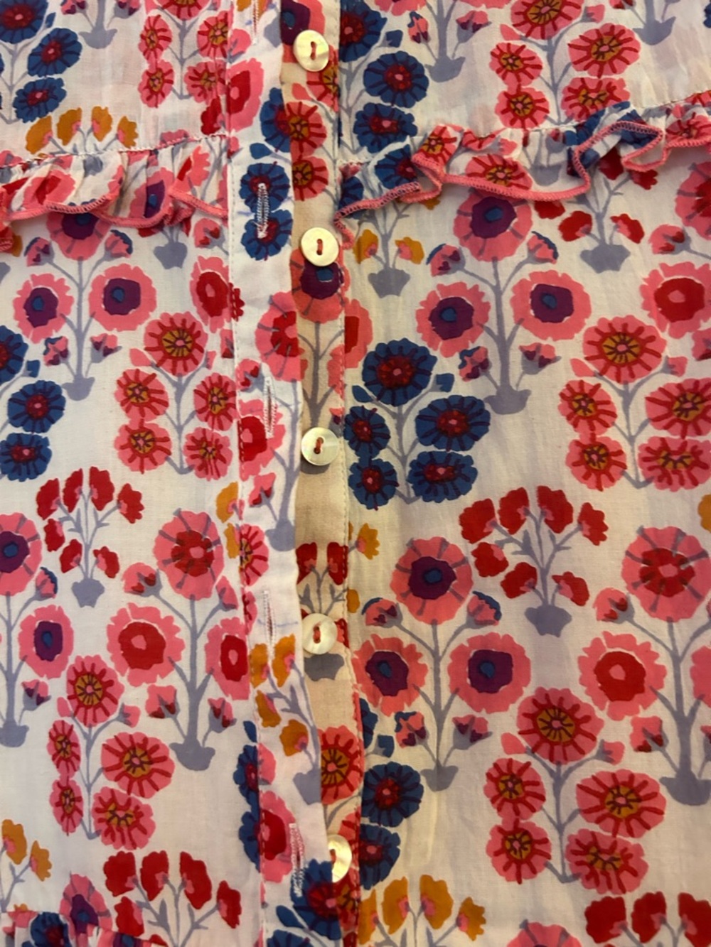 RO’S GARDEN Floral Tiered Short-Sleeve Dress - Red & Navy - Picture 2 of 6